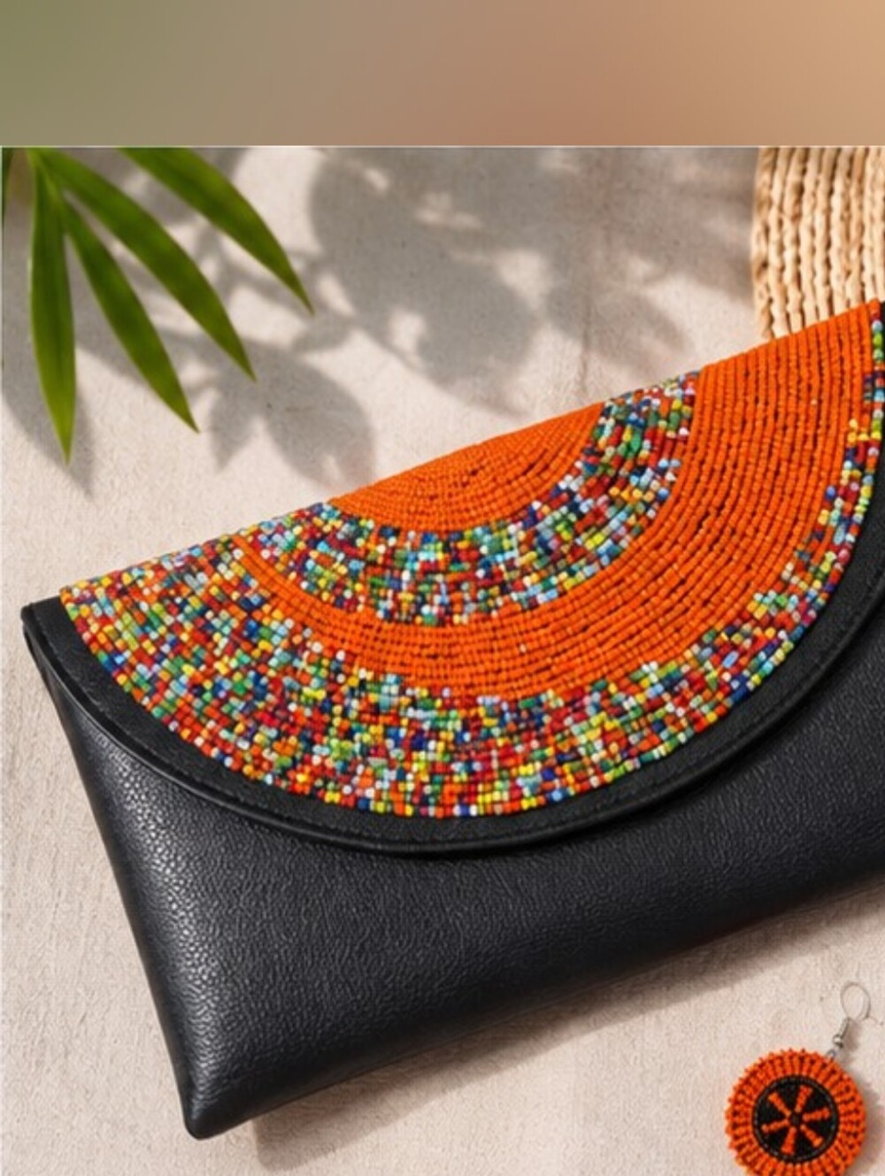 Hand-Beaded leather Clutch Bags